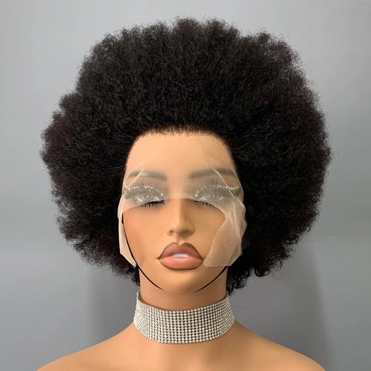 Perruque de Cheveux Humains Bouclés Afro Moelleux