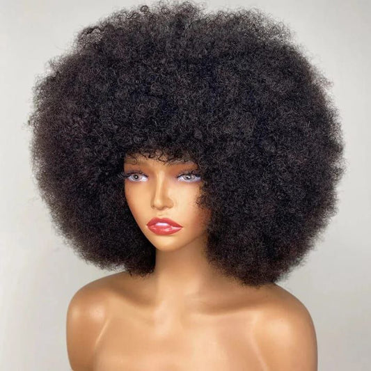 Perruque de Cheveux Humains Bouclés Afro Moelleux – 200% Densité