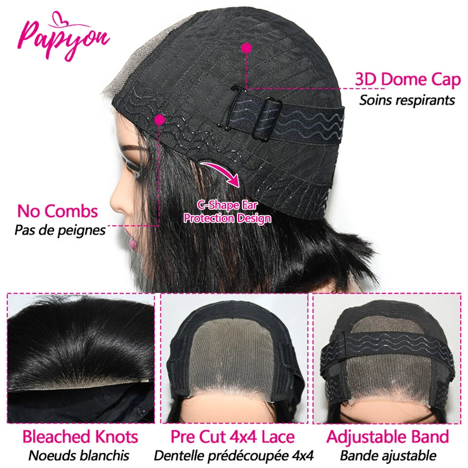 Curly Short Bob Wigs Glueless Wig Human Hair Ready To Wear Pre Plucked Pre Cut 4x4 Deep Curly Wigs For Women Water Wave