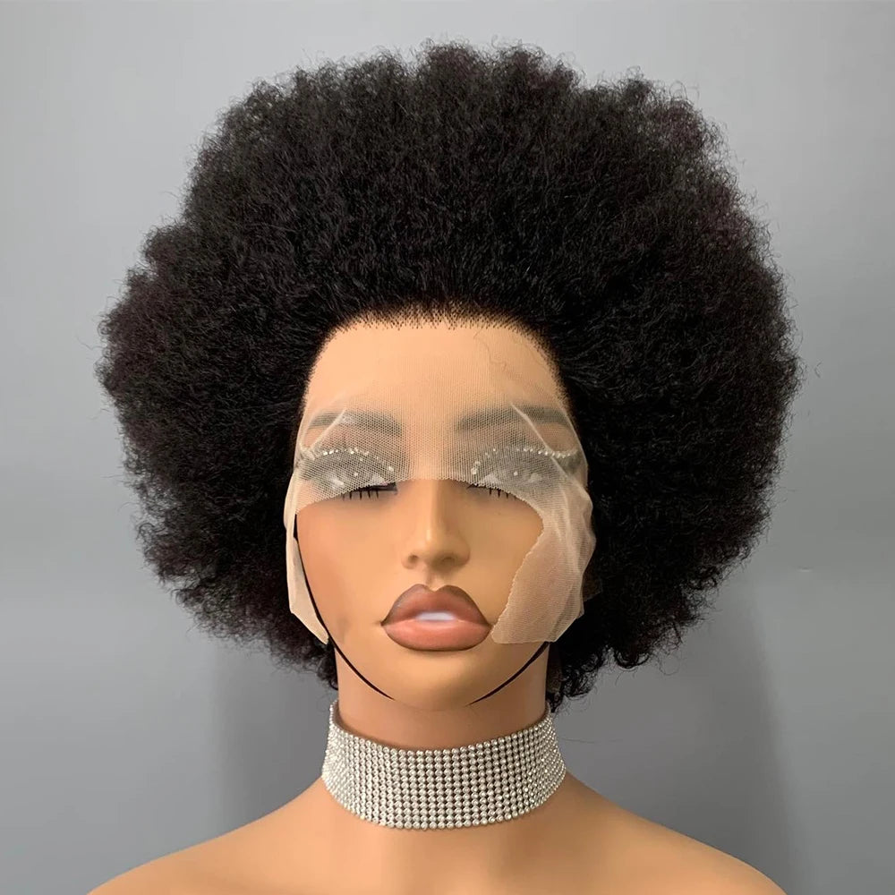 Perruque de Cheveux Humains Bouclés Afro Moelleux