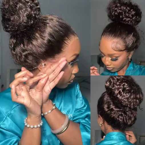 Perruque 360° Full HD faite avec cheveux humains Remy sans colle